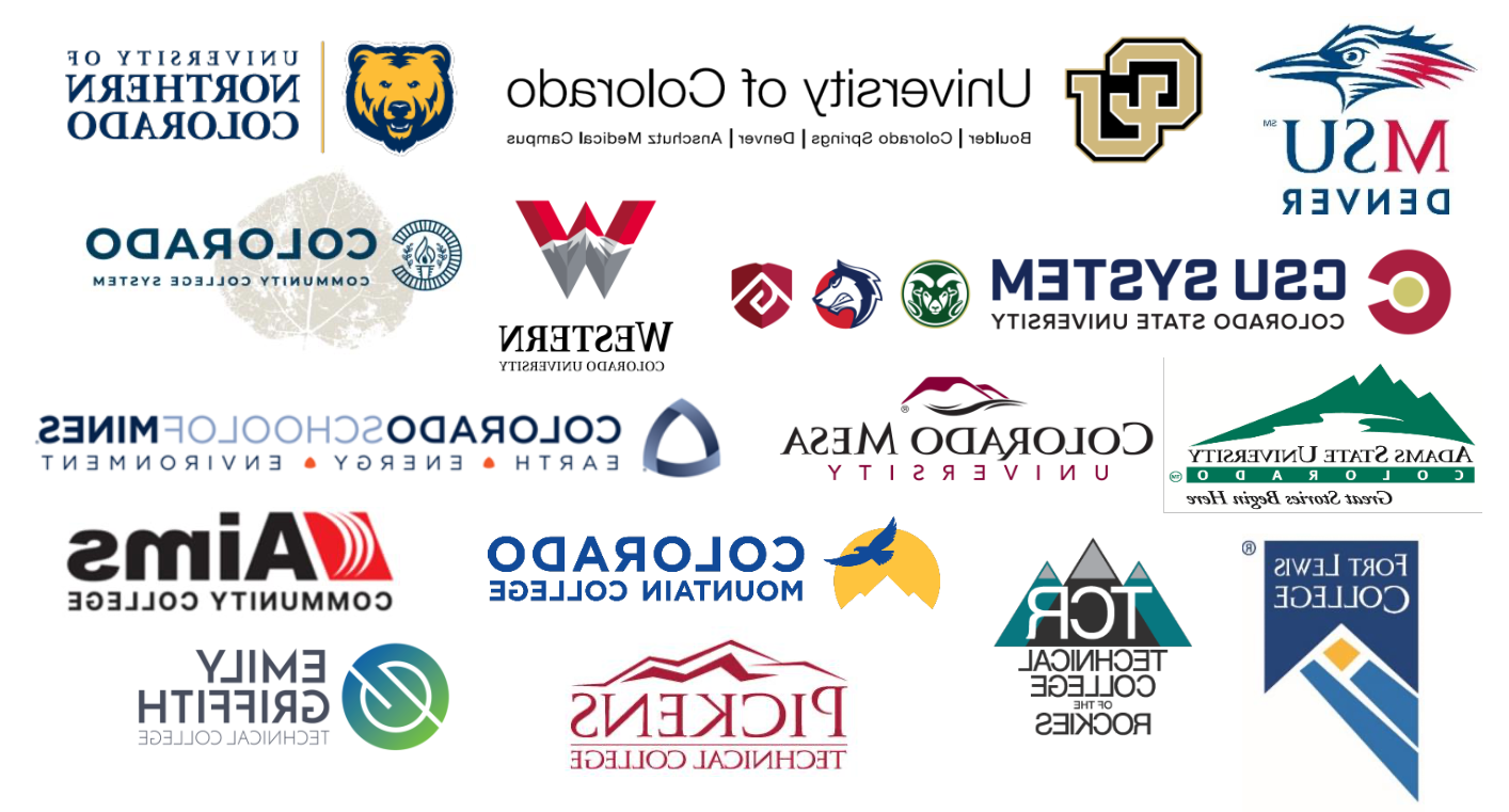 Logos of the Colorado colleges and universities who signed a joint letter to the state's Joint Budget Committee