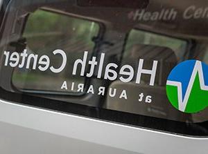 "Health Center at Auraria" vehicle window decal